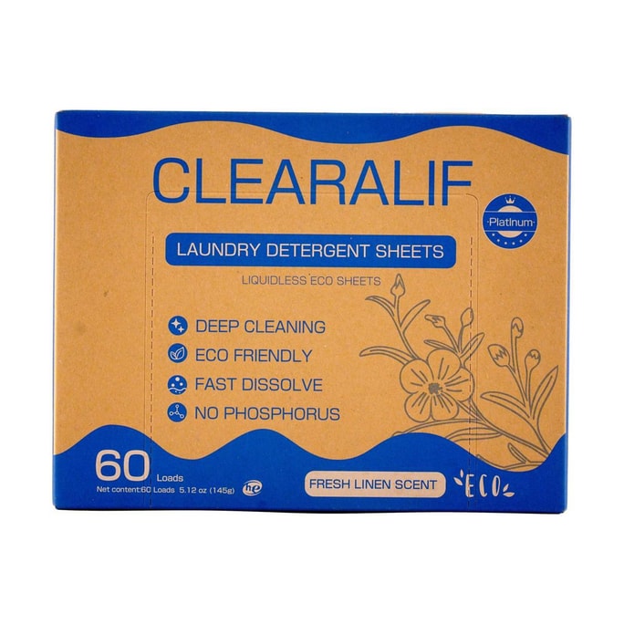 美國CLEARALIF 洗衣片洗衣紙 衣物清潔片 亞麻口味 60片