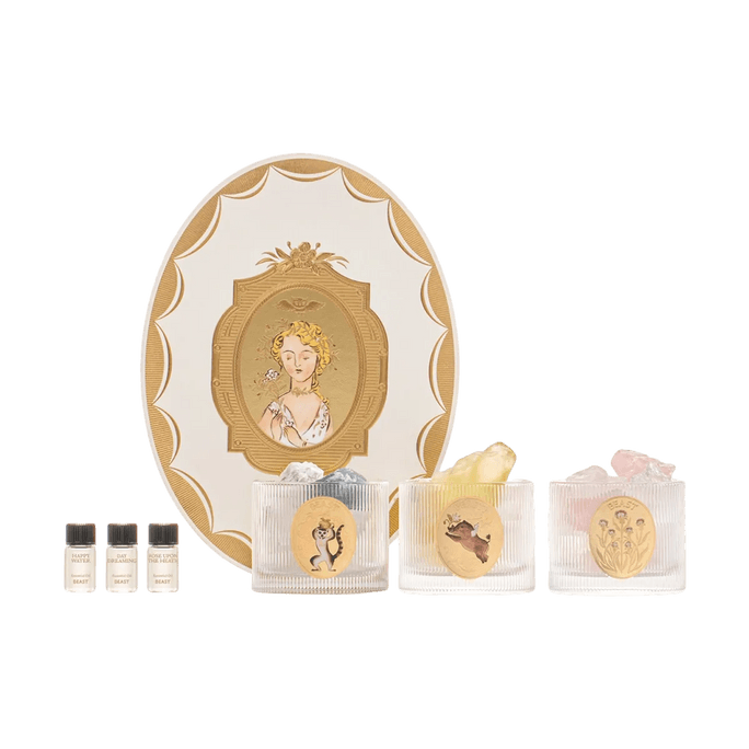 THE BEAST野獸派 花神之夢系列 三姊妹晶石聞香杯禮盒 香薰擺飾 3 ml*3 + 晶石