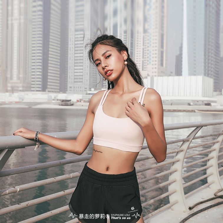 中国直邮 暴走的萝莉 双肩带运动文胸 无钢圈聚拢bra/桃栗红#/M 3