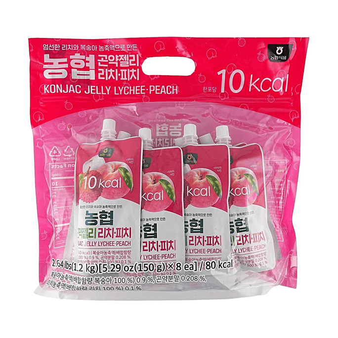곤약 젤리 리치&복숭아 맛, 5.29 oz*8팩【저칼로리】