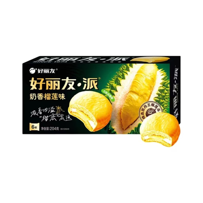 韓國 ORION 好麗友 奶香榴槤派6枚 1盒 204克