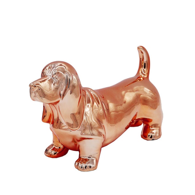 Petorama スタンディングバセットドッグ セラミック犬 ホームオーナメント - ローズゴールド