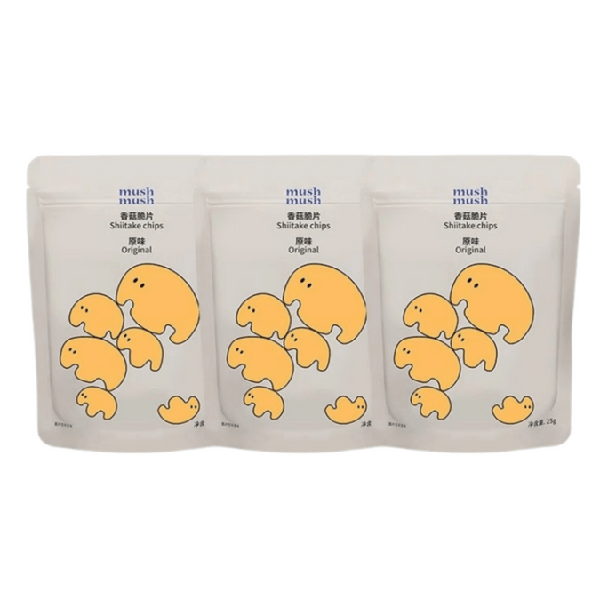 【中国直邮】 MUSHMUSH 香菇脆片香菇干解馋零食原味25g*3袋