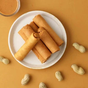 Peanut Butter Filled Egg Rolls 4 pieces【Taiwan Popular Souvenir】【Rich Peanut Butter Filling】【Handmade】