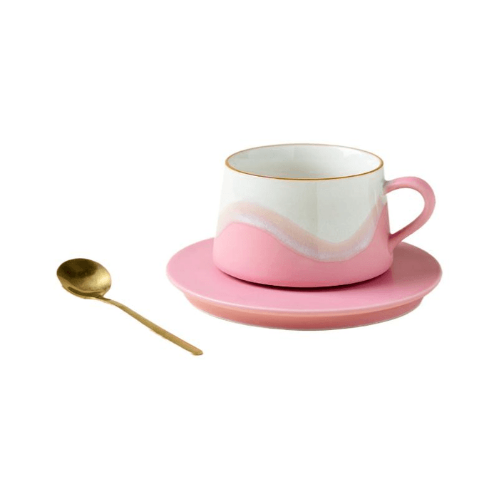 Yipin Qiantang Ceramic High Temperature Kiln Transformation American Coffee Cup Cup Plate Spoon Set Xiamu Powder 240ml