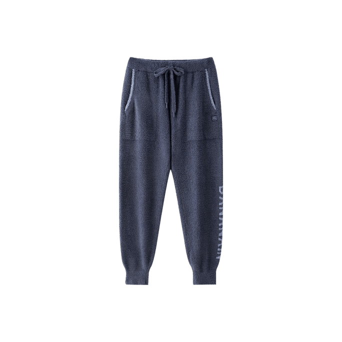 Men's Half Fleece Loungewear Pajamas Pants 505P Blue M Size