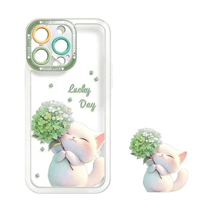Cute kitten iPhone case Hydrangea cat green Apple 17*1 piece