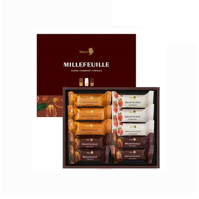 [일본 직배송] MARY'S MILLEFEUILLE 초콜릿 나폴레옹 밀푀유 웨이퍼 크림 스낵 10개입