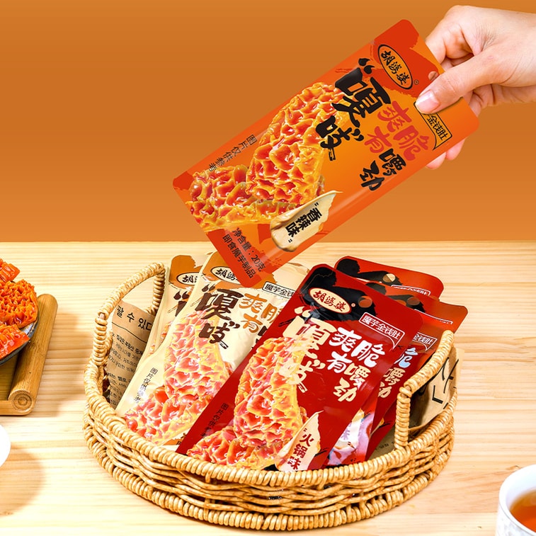 [중국 직송] 후 할머니의 쓰촨식 곤약 내장 참깨 소스 [진하고 향긋한 옛 베이징식 참깨 소스, 바삭하고 쫄깃한 식감] 매콤한 곤약 내장 튀김, 간편한 채식 간식, 400g (20팩) 6