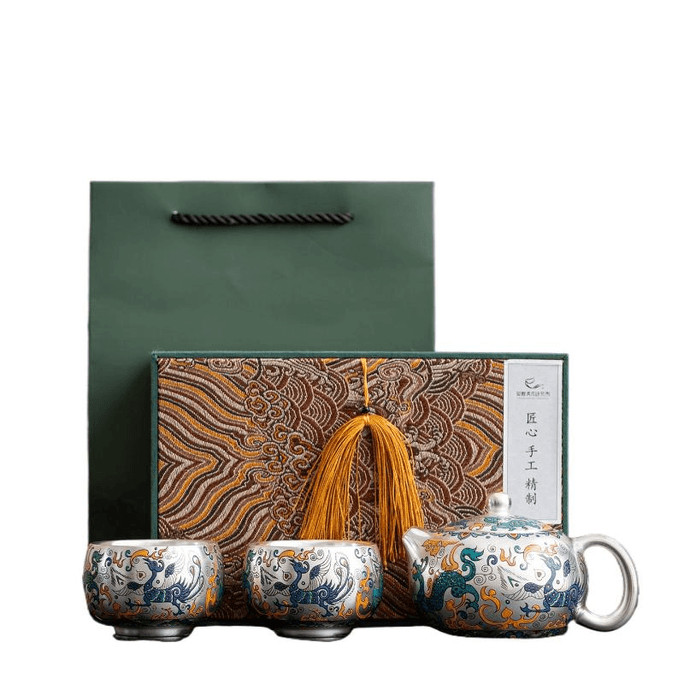Dunhuang Museum Auspicious Beasts Fragrant Gilded Silver Cup Teapot Set Teapot * 1 Teacup * 2 24.5 * 17 * 11.5cm
