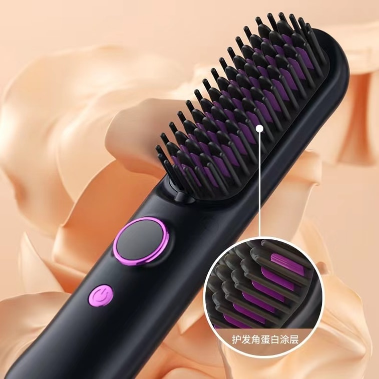 中国 HuiHao 液晶ディスプレイマイナスイオン縮毛矯正ワイヤレス縮毛矯正コーム黒 1 個 3