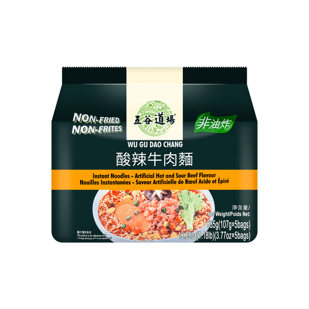 商品详情 - 五谷道场 酸辣牛肉面(袋装) 107g*5 - image  0