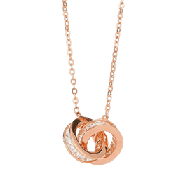 【中國直郵】 周大學生 環環相扣項鍊夏季女輕奢小眾雙環鎖骨鏈純銀生日禮物送女友 璀璨雙環項鍊一條裝