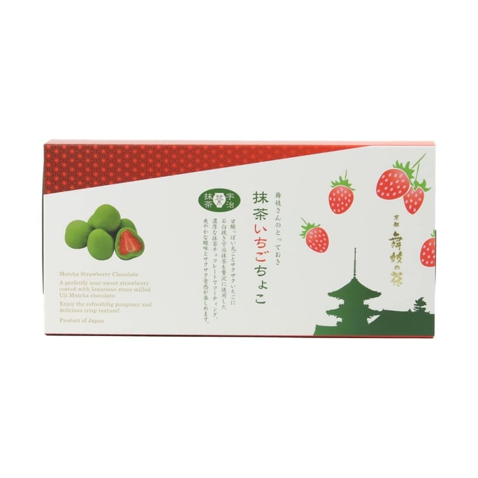 【日本直邮】 日本 舞妓茶本铺 抹茶草莓冻干巧克力 120g