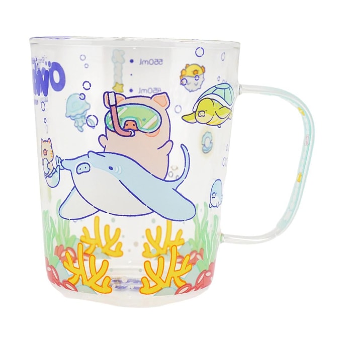 Lulu Pig Collaboration Glass Cold Cup Glass Cup Blue 550ml