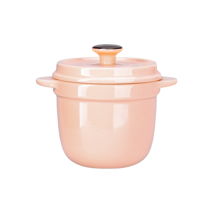 Macaron Ceramic Stew Pot with Lid Orange Pink 9cm