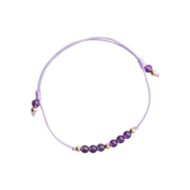 【中國直郵】 HSPM 天然紫水晶 上岸幸運金珠 輕奢疊戴手鍊 小眾設計禮物 紫水晶編織手鍊 F 1條裝