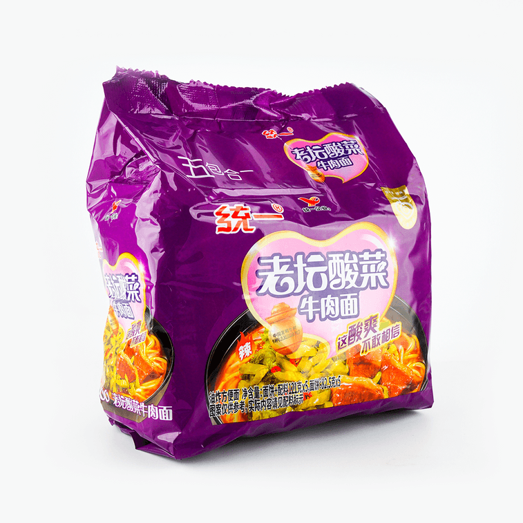 100 Chinese Sauerkraut Beef Flavor Instant Noodles 119gx5packets 605g 5
