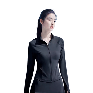 Slim sunsuit female summer jacket ice savage waist sunscreen clothing stand-up collar models obsidian black XL code