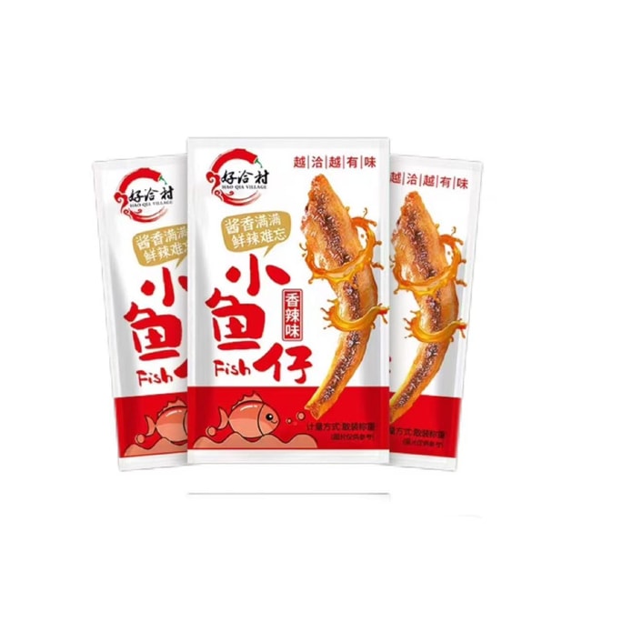 Spicy small dried fish snacks ready-to-eat leisure food 12 bags * 7 grams.