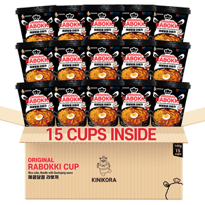 [한국 직송] KINIKORA 한국식 인스턴트 떡볶이 컵 - 오리지널 맛 (15컵) 간편하고 빠르게 즐길 수 있는 길거리 음식 라면과 떡볶이 콤보입니다.