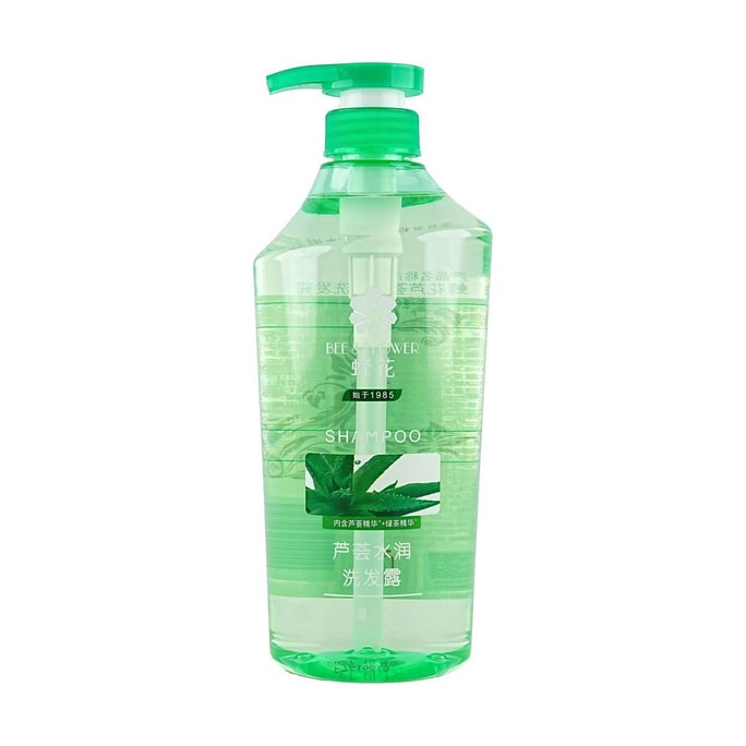 蜂花BEE&FLOWER 芦荟水润洗发露 无硅油舒爽水润芦荟绿茶精华洗发水 750ml 柔净去油保湿 蓬松顺滑 油腻扁塌干枯发质