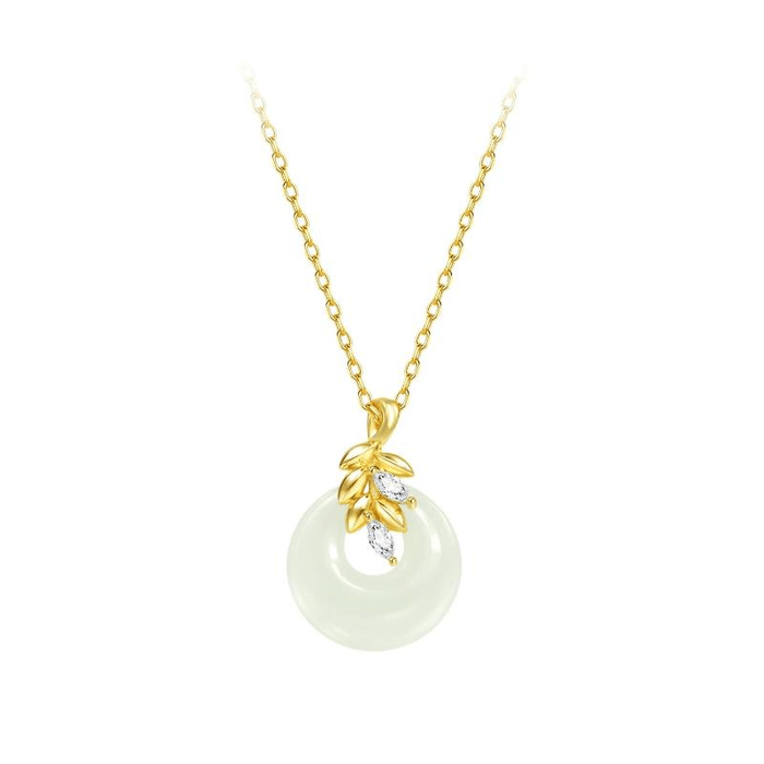 Gongzhu Peace Buckle Hetian Jade Necklace Gold*1piece