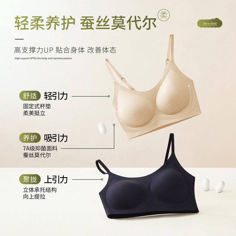 LUCKY DAY ファンデーション インビジブルブラ #ワンサイズ 小胸用 プッシュアップ＆脇バスト縮小 薄手、通気性、シームレス 夏用ブラ [夏の必需品] [着用時は目立たず、白いTシャツの下でも全く透けません] 3