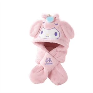 Children's Hat Scarf All-in-one 2-piece Winter Warm Female Plush Hat Ear Protection Melody