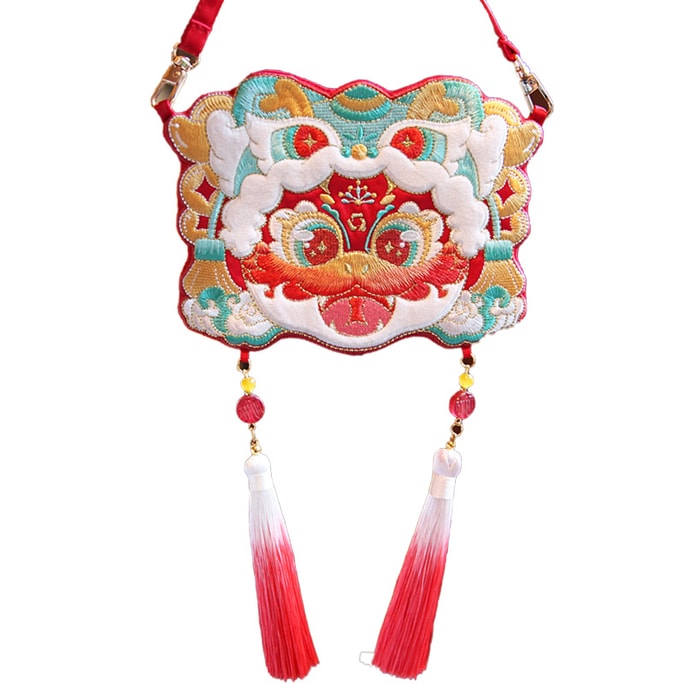 Year Of The Snake Embroidered Bag Embroidery Zhaocai Ancient Style Sachet Hanfu Accessories - Lucky Snake Style Red 1Pc