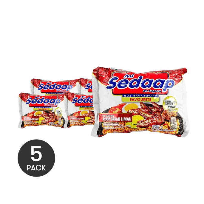 Mi Segera Mi Goreng Ayam Baker Limau - Instant Fried Noodles , Grilled Chicken With Lime , 3.14 oz  *5【5 Packs】