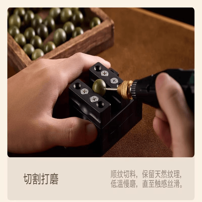 【中国直邮】 普陀山 庆祥泰  天然绿檀木黑曜石手串五行补水木手链 6mm 3