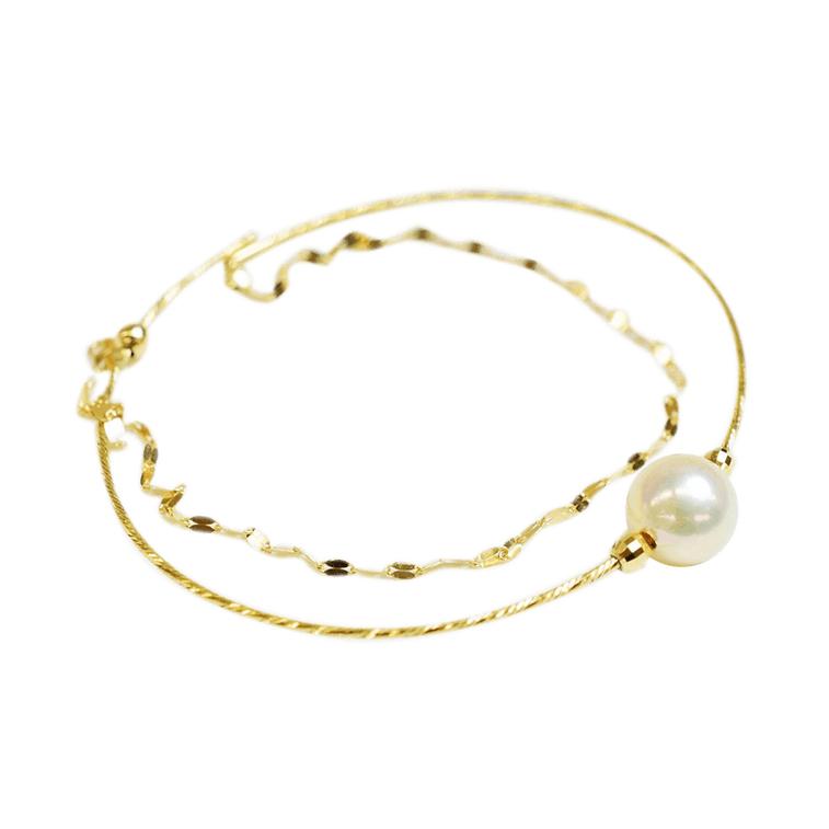 REENS パール||18K イエロー ゴールド アコヤ パール ダブルレイヤー ブレスレット||1 個 3