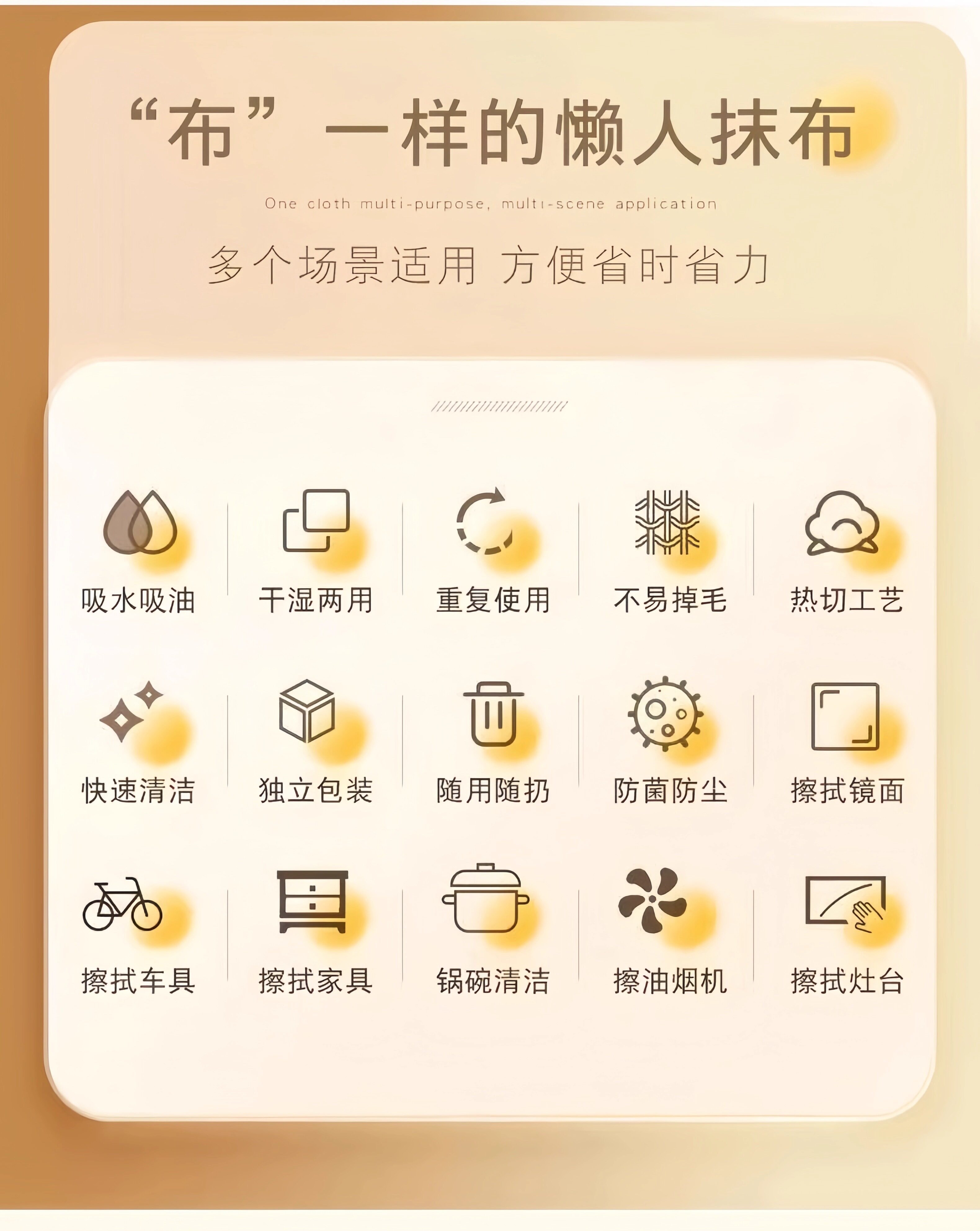【中国直邮】 俏俏家居 抽取式抹布厨房一次性懒人抹布加厚可水洗洗碗布干湿两用百洁布灰色20片/盒