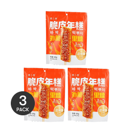 虞三胖 脆皮年糕 烧烤年糕 300g  *3【3份超值装】【附带甜辣酱+干料粉】【宁波特产】【3分钟速享街边网红小吃】