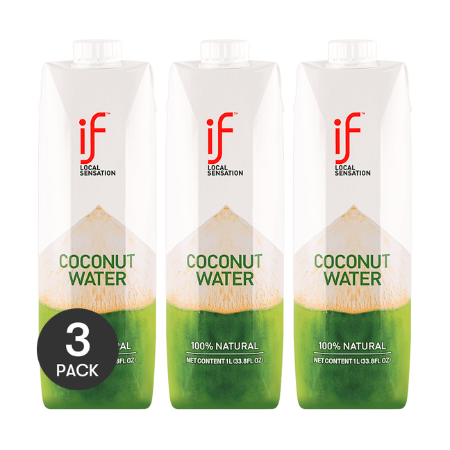 【Value Pack】Coconut Water 100% Natural, 3 Cartons*, 33.8 fl oz【0 Sugar 0 Fat Low Calories】