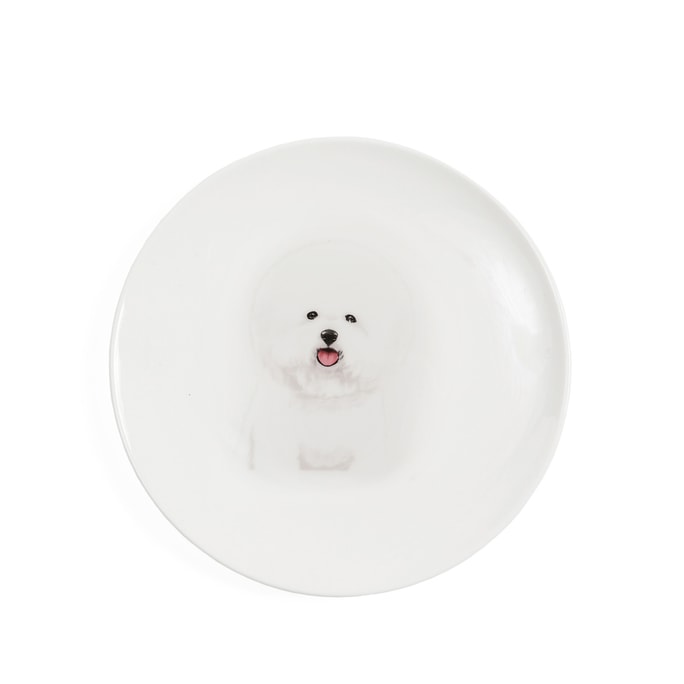  Pet Portrait Porcelain Middle Print 6” Plate - Bichon
