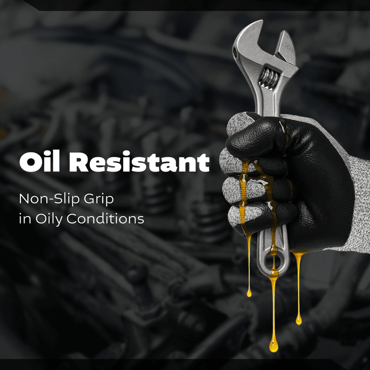 한국 Kproduct4u 회색 유리섬유 장갑 - 검정색 NBR 발포 손바닥 코팅, 사이즈 L, 5켤레 3