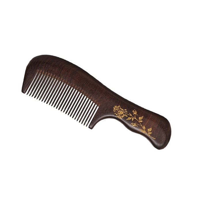 Black Gold Sandalwood Carved Comb #long handle
