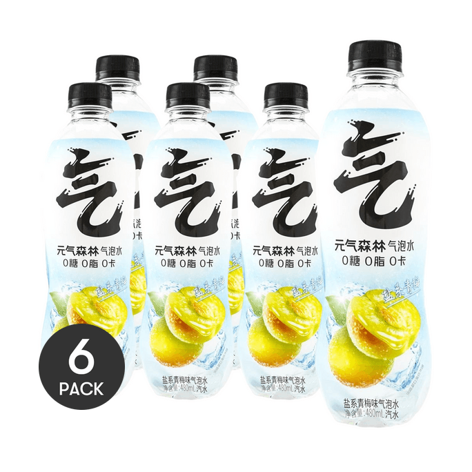 Sparkling Water Salted Green Plum Flavor,0 Sugar and 0 Calories Carbonated Water,16.23 fl oz*6【6 Packs】