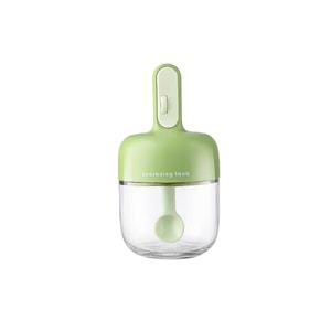 One green kitchen spoon and lid integrated retractable seasoning jar