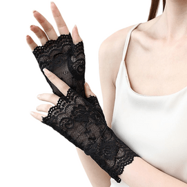 觅橘 半指防晒手套春夏薄款弹力蕾丝防紫外线 1对