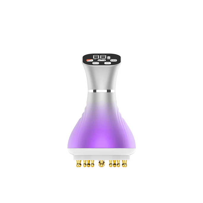 【中国直邮】 碧芙婷 55 档黄铜电动经络刷 微电振动三色光热敷 揉腹刮痧经络疏通仪 赠艾草精油套装 一套装