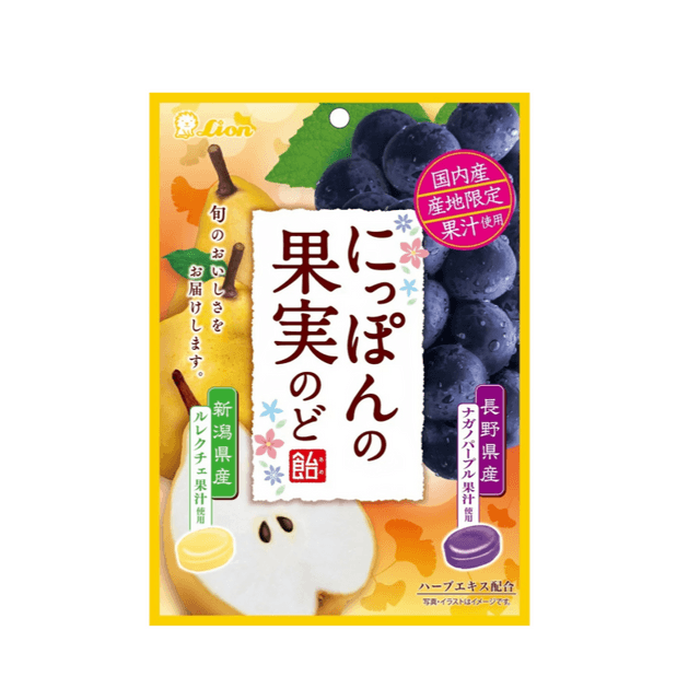LION Dual-Flavor Fruit Throat Lozenges (Asian Pear & Kyoho Grape