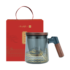 New Palace Museum Floating Clouds Agarwood Glass Tea Cup With Large Capacity Office Tea Cup 420ML