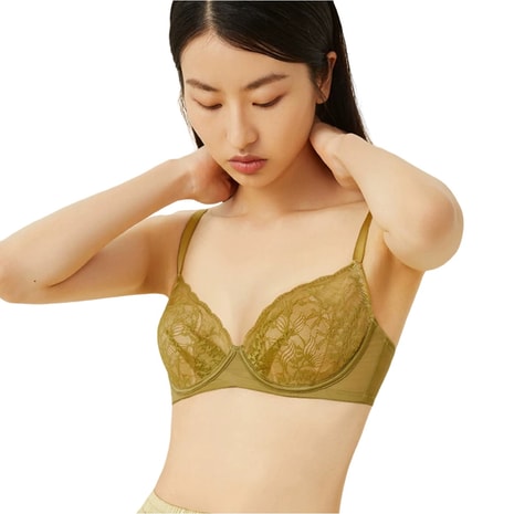 Real Silk Thin Comfortable Rimless Lingerie No Trace French Gather Bra  NZFBC397# Butterfly Green 80A