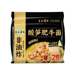 Wugu Taoist Temple Sour Bamboo Shoots Fat Beef Lamian Noodles Instant Noodles 129g * 5 Bags