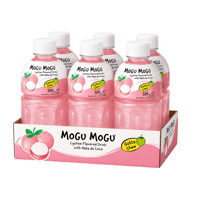 Lychee Flavored Drink With Nata De Coco (Coconut Jelly), 320ml Bottles - Pack Of 6