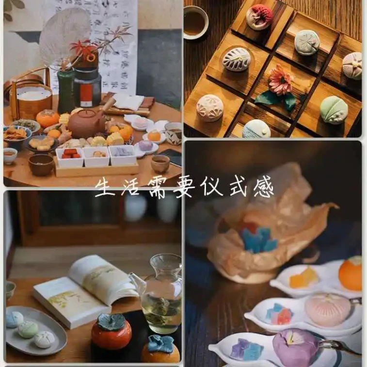 菓然匠子 【夏拂】海盐荔枝流心味 ·手工菓子月饼  独立盒装50克 | 中秋盛唐食礼 国风手工茶菓 6