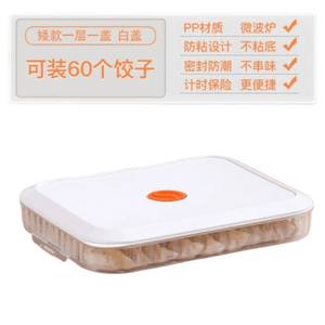 Dumpling Storage Container for Freezer Use: Wonton, Dumpling, and Noodle Freshness Container; Food Freezing and Portioning Box; Single-Layer with Lid (Holds 60 Dumplings)